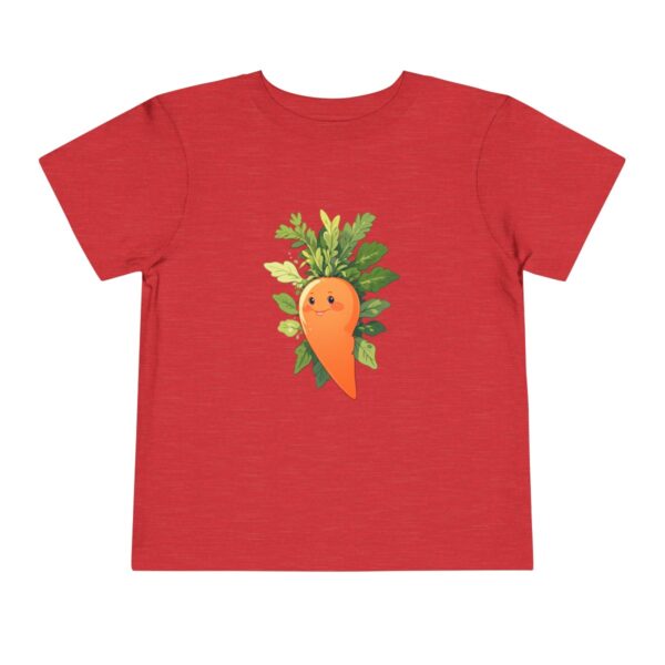 Red toddler short sleeve tee with a cute carrot character design