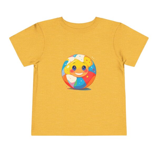 Yellow toddler short sleeve tee with a cute beach ball illustration