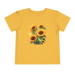 Yellow toddler short sleeve tee with a cute sunflowers illustration