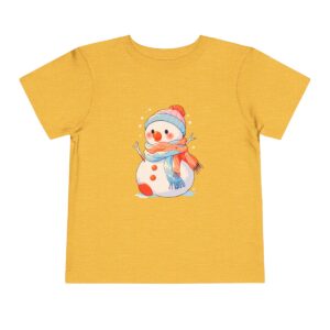 Yellow toddler short sleeve tee with a cute snowman illustration