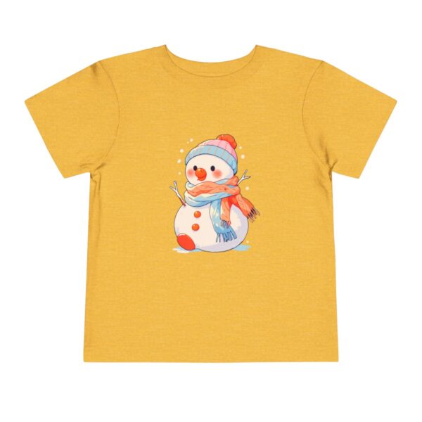 Yellow toddler short sleeve tee with a cute snowman illustration