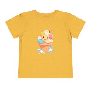 Yellow toddler short sleeve tee with a cute ice cream illustration