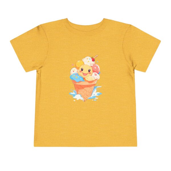 Yellow toddler short sleeve tee with a cute ice cream illustration