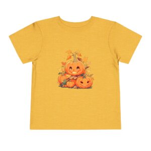 Yellow toddler short sleeve tee with a cute pumpkin illustration