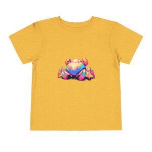 Yellow toddler short sleeve tee with a cute hermit crab illustration