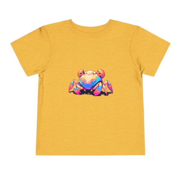 Yellow toddler short sleeve tee with a cute hermit crab illustration