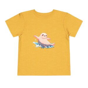 Yellow toddler short sleeve tee with a cute seal illustration