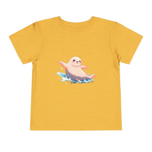 Yellow toddler short sleeve tee with a cute seal illustration