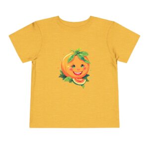 Yellow toddler short sleeve tee with a cute smiling melon character design