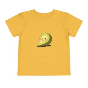 Yellow toddler short sleeve tee with a cute smiling kiwi slice character design