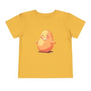 Yellow toddler short sleeve tee with a cute smiling potato character design