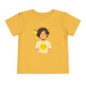 Yellow toddler short sleeve tee with a cute smiling lemon character design