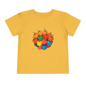 Yellow toddler T-shirt with colorful bell pepper design