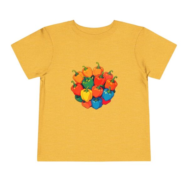 Yellow toddler T-shirt with colorful bell pepper design