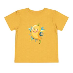 Yellow toddler T-shirt with a happy banana illustration