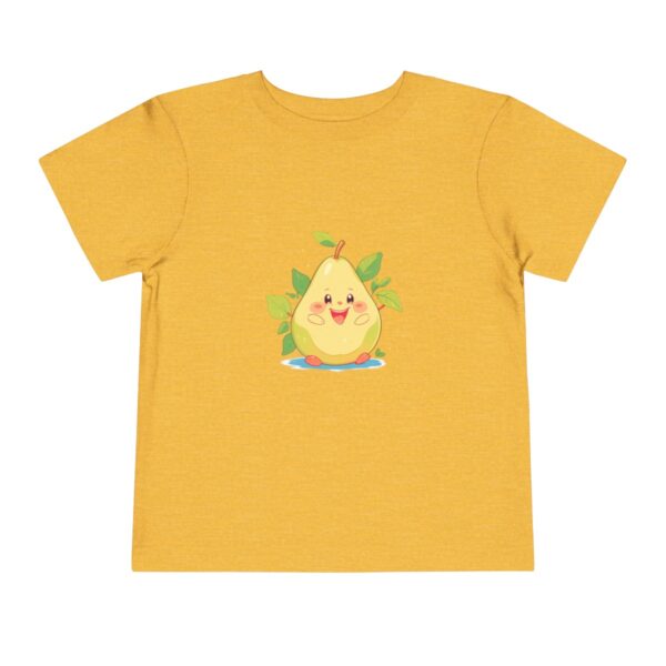 Yellow toddler T-shirt with happy pear illustration