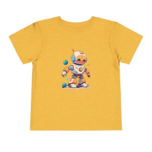 Yellow toddler T-shirt with a cute robot and planets graphic