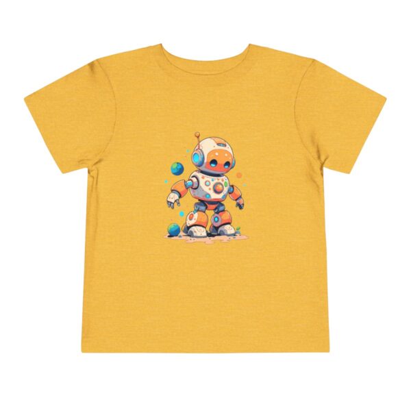 Yellow toddler T-shirt with a cute robot and planets graphic