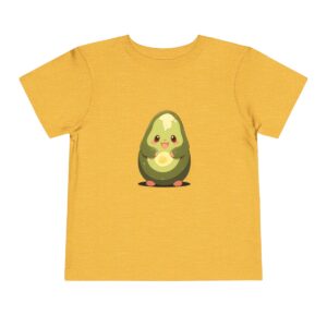 Yellow toddler short sleeve tee with a cute avocado character design