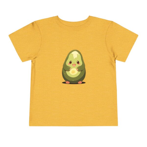 Yellow toddler short sleeve tee with a cute avocado character design