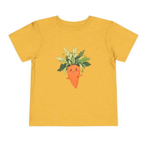 Yellow toddler short sleeve tee with a cute carrot character design