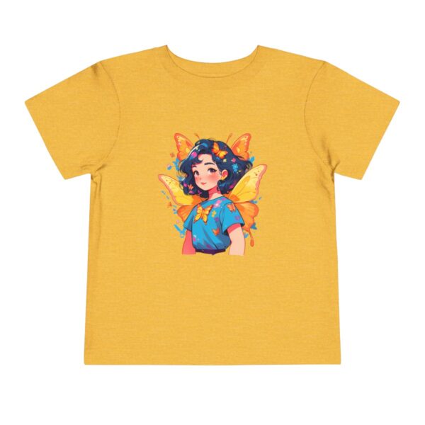 Yellow toddler short sleeve tee with cute superheroine girl illustration