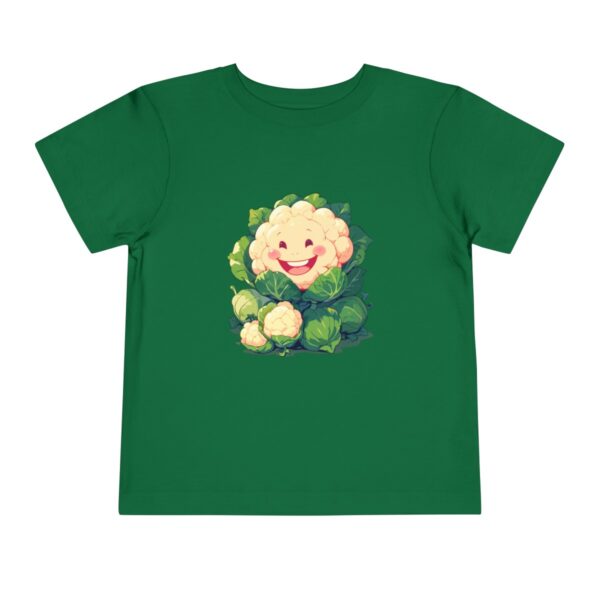 Green toddler T-shirt with a cute cauliflower character