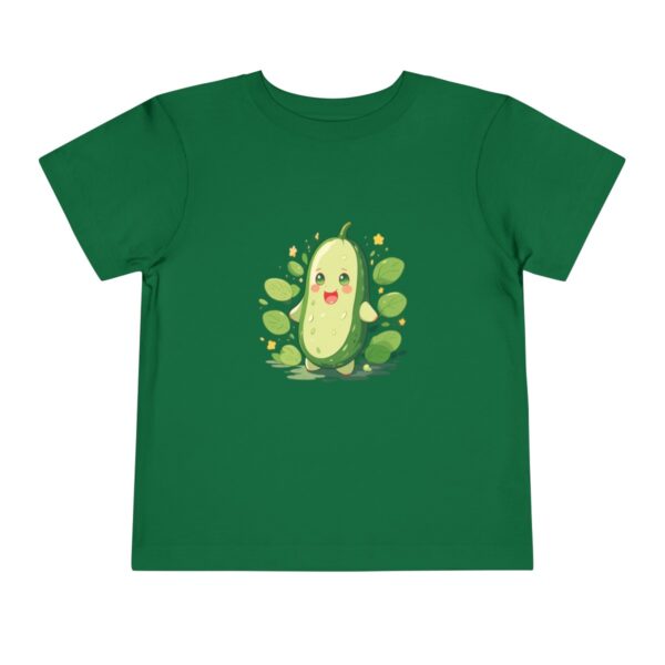 Green toddler T-shirt with happy cucumber design