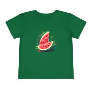 Green toddler T-shirt with watermelon slices illustration