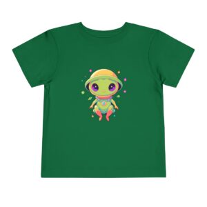 Green toddler T-shirt with a cute UFO graphic