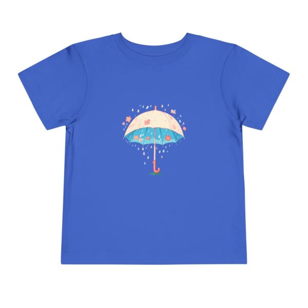 Blue toddler short sleeve tee with a cute umbrella illustration