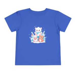 Blue toddler short sleeve tee with a cute winter baby animals illustration