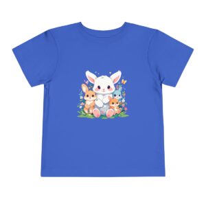 Blue toddler short sleeve tee with cute baby animals illustration