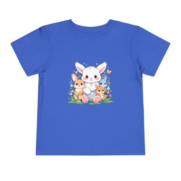 Blue toddler short sleeve tee with cute baby animals illustration