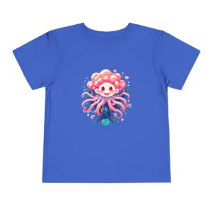 Blue toddler short sleeve tee with a cute anemone illustration