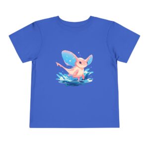 Blue toddler short sleeve tee with a cute pink stingray illustration