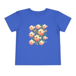 Blue toddler short sleeve tee with a cute pufferfish characters design