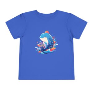 Blue toddler T-shirt with a cute baby whale character