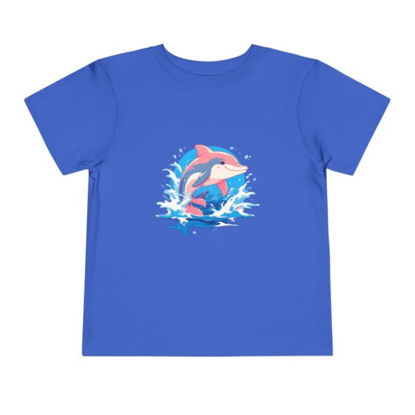 Blue toddler T-shirt with a cute dolphin character