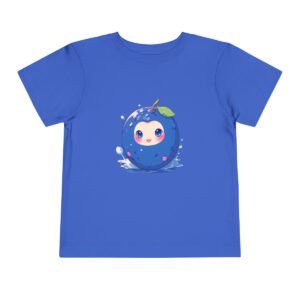 Blue toddler T-shirt with happy blueberry illustration