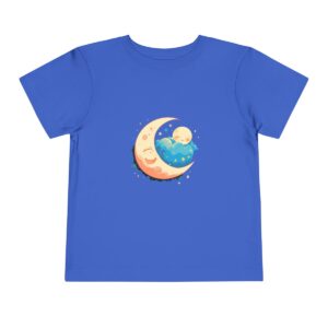 Blue toddler T-shirt with a moon graphic