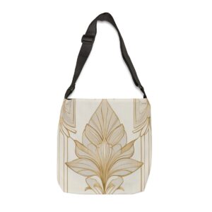 Tote Bag with gold floral line art pattern on a light background