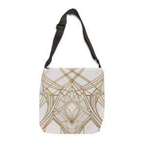 Tote Bag with geometric gold line art pattern on a light background