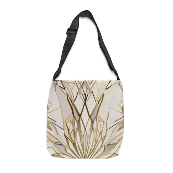 Tote Bag with intricate gold line art pattern forming a symmetrical design on a light background