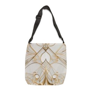 Tote Bag with delicate gold line art pattern on a light background