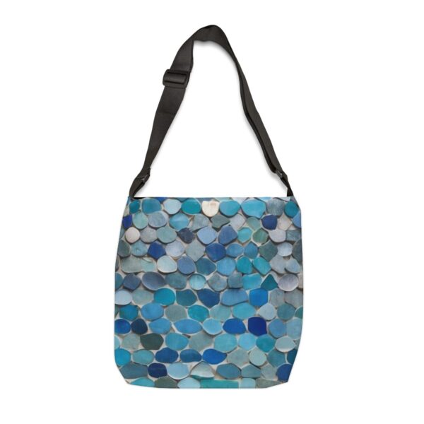 Tote Bag with abstract circular blue mosaic pattern