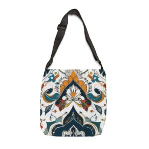 Tote Bag with colorful Moroccan mosaic pattern and adjustable strap