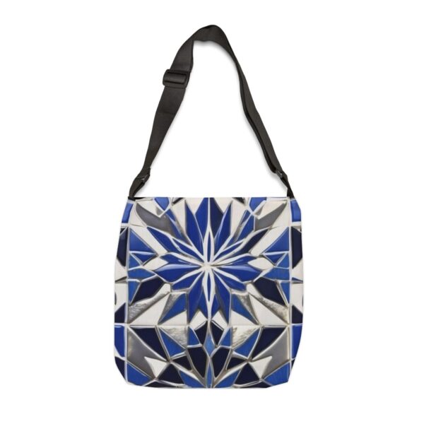 Tote Bag with geometric starburst tile pattern and adjustable strap