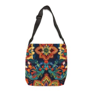 Tote Bag with bold market-inspired floral design and adjustable strap