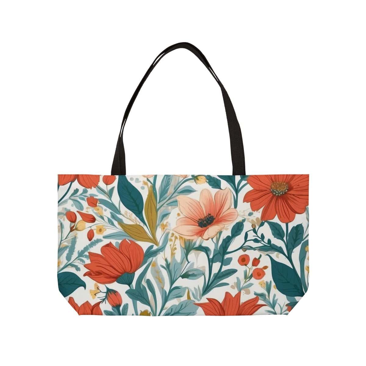 Floral bloom print weekender tote bag